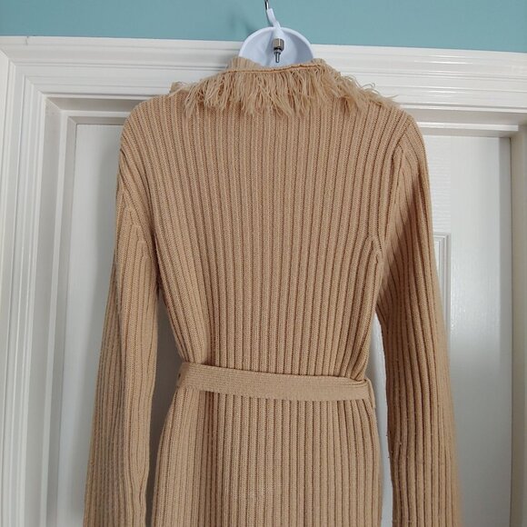 Charlotte Russe Ribbed Belted Fringe Cardigan Boho Y2k Grunge Indie Festival M - Picture 8 of 11